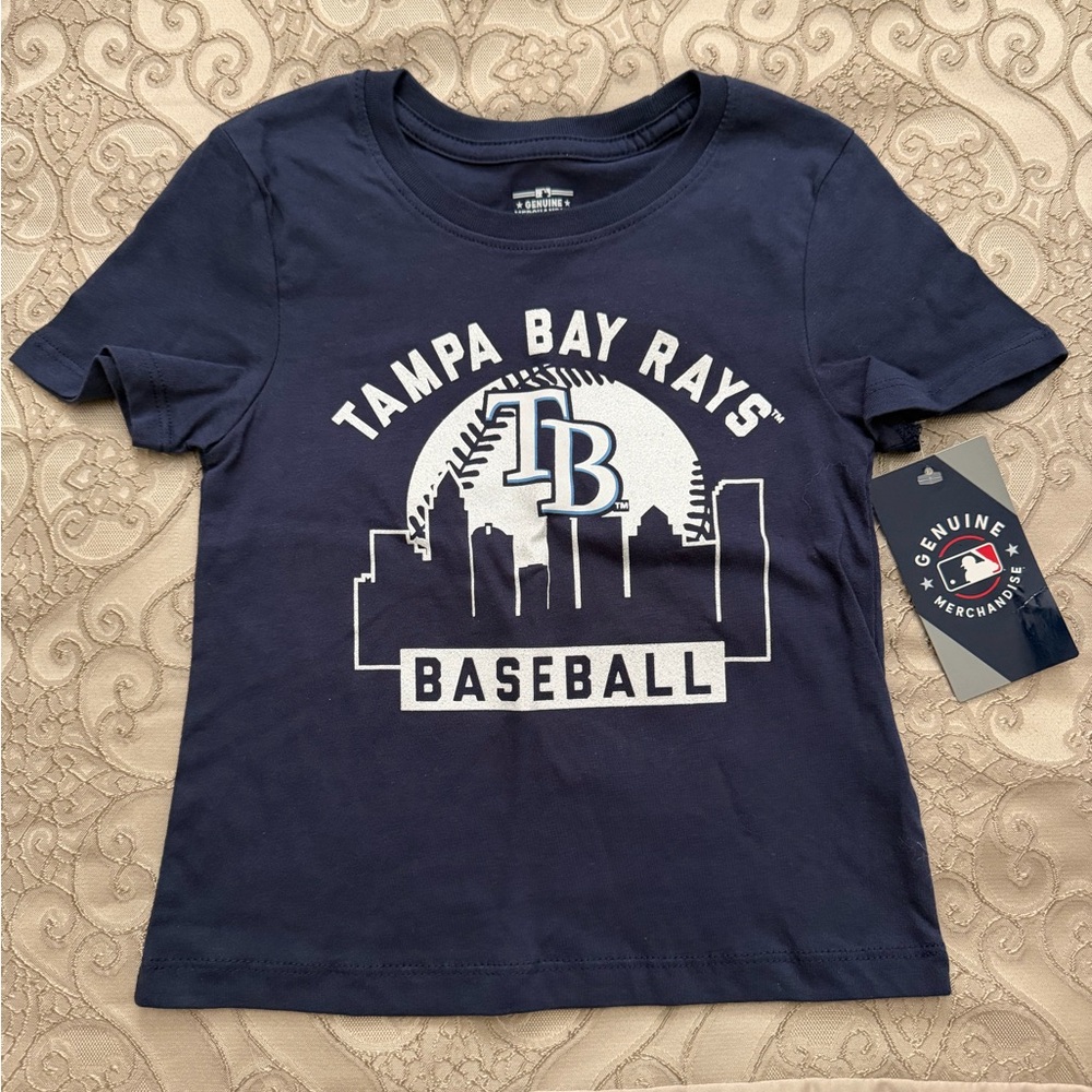 NWT Tampa Bay Rays navy blue girls shirt size XS (4/5) Sparkle logo 2 available
